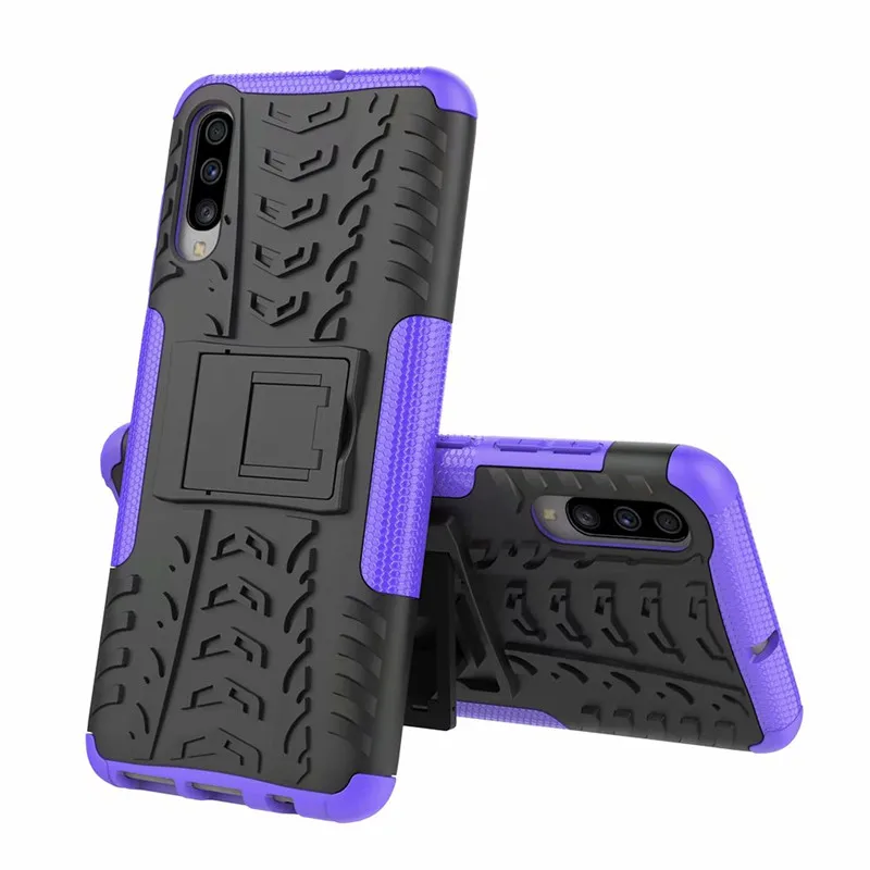 purple Для samsung M10 M20 M30S M40 A2Core A10E A20 A30 A40 A50 A60 A70S A80 чехол жесткий Пластик Мягкий силиконовый гибридный бронированный чехол-подставка - Цвет: purple
