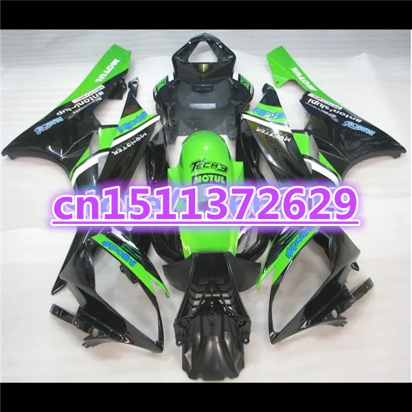 Bo ABS обтекатель комплект для YZF-R6 06-07 YZF R6 06 07 Черный Зеленый 600 2006 2007 наборы кузова |