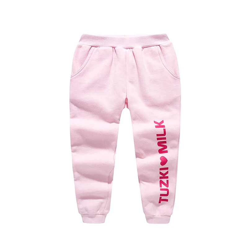 Light Pink THREEGUN X Tuzki/детские штаны Тренировочные штаны-шаровары для мальчиков и девочек, хлопковые бархатные теплые детские брюки детские плотные брюки - Цвет: Light Pink