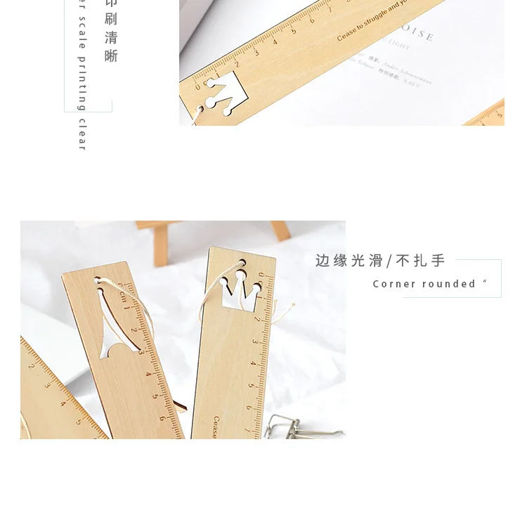Cute Cartoon Horse Wooden Ruler Creative Hollow Tower Scale Template For Kids Gift Korean Stationery Office School Supplies