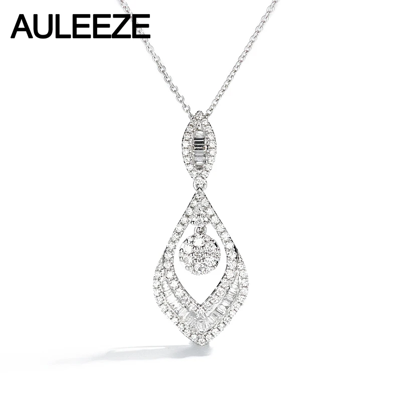 AULEEZE роскошное 0 89 cttw Настоящее бриллиантовое ожерелье 18K белое золото изумруд с