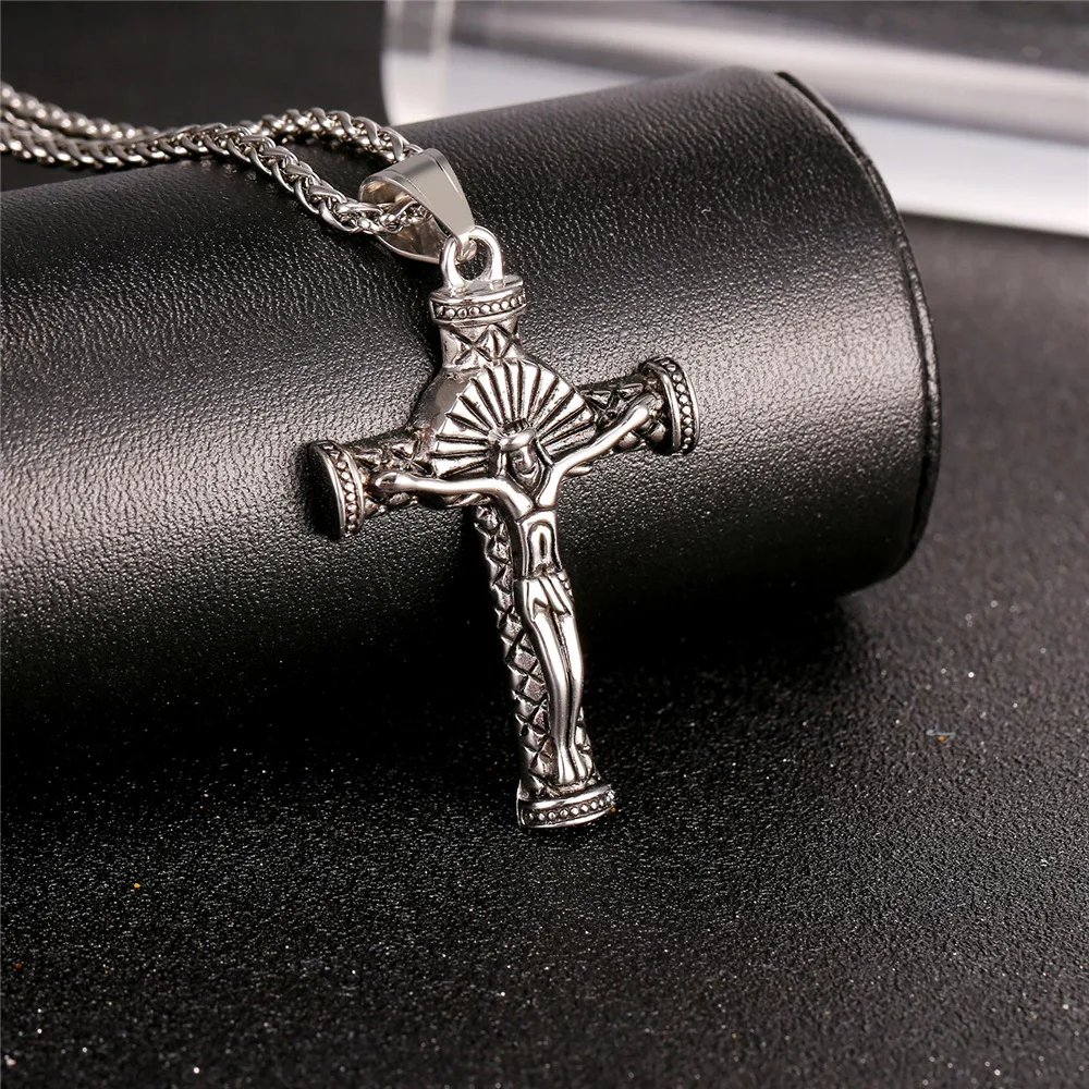 Золотой цвет подвеска с изображением Иисуса ожерелье для мужчин из нержавеющей