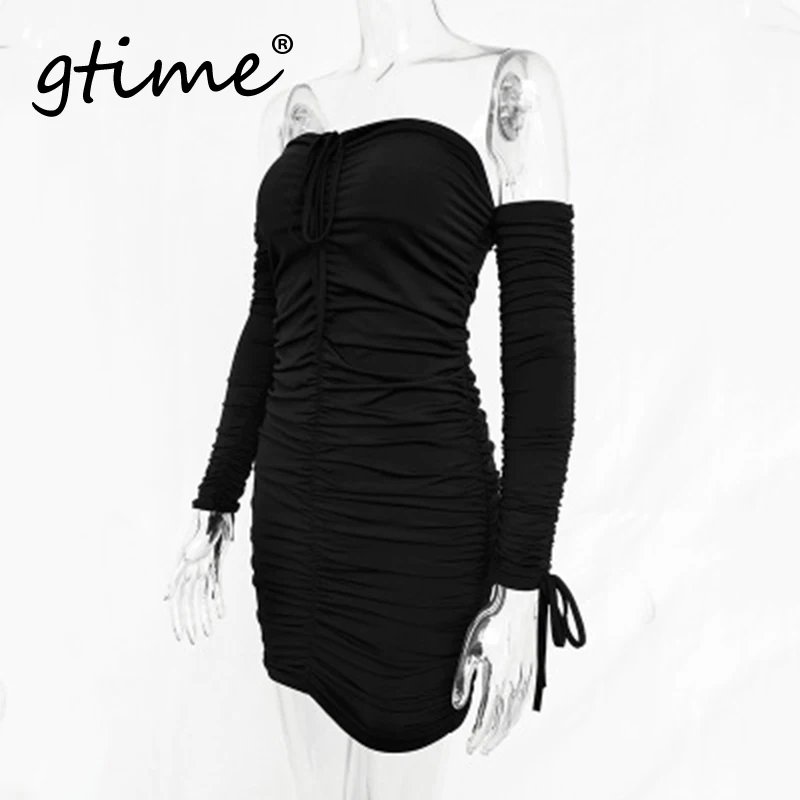 Gtime Прямая поставка женский Осень Бандажное платье для женщин пикантные с плеча