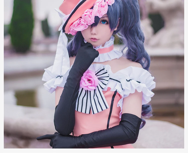 Аниме Черный дворецкий Ciel Phantomhive косплей платье Готическая Лолита Длинные платья Полный комплект одежды принцессы костюм со шляпой перчатки