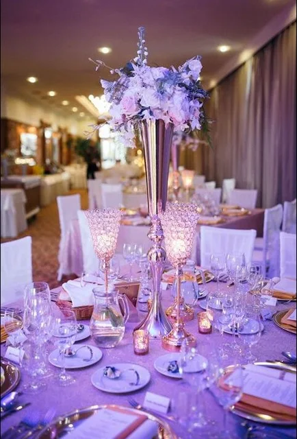 

2018 lastest 88cm Silver or Gold wedding flower vases Table Centerpiece 10 pcs/lot