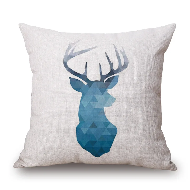 teal color geometric cushion cover nordic decoration for home office cafe deer cojines arrow almofada | Дом и сад