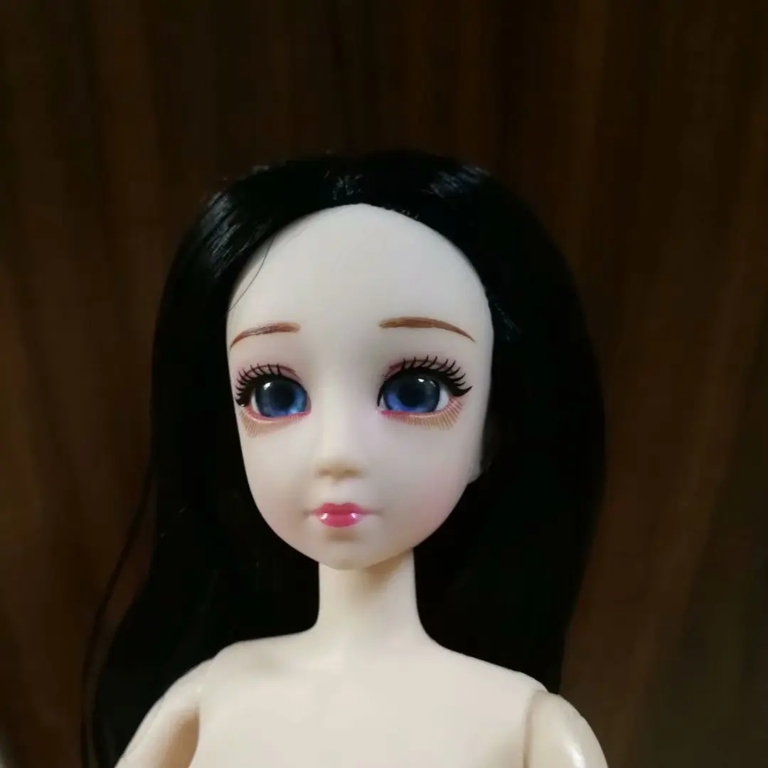 Аксессуары для куклы BJD, голова 3D, голубые и фиолетовые глаза, кудри, прямые волосы, женское обнаженное тело, для 1/6, кукла BJD, подарок для девочки, голова