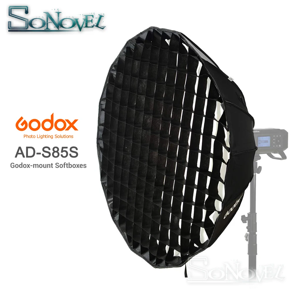 Godox портативный 85 см AD S85S встроенный Серебряный глубокий параболический софтбокс
