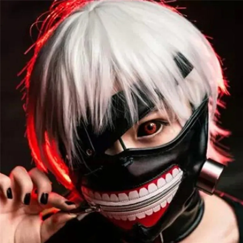 Аниме Tokyo Ghoul Косплэй маска для косплея канеки кэна и парик Регулируемая Молния