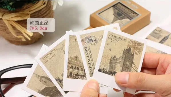 40pcs/lot &quotvintage World landscape greeting cards&quot Christmas birthday message Thank you gift cards YH-1076 | Дом и сад