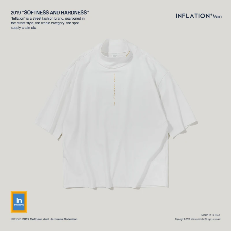 Футболка со стоячим воротником Ретро футболка с надписью пуловер для мужчин и