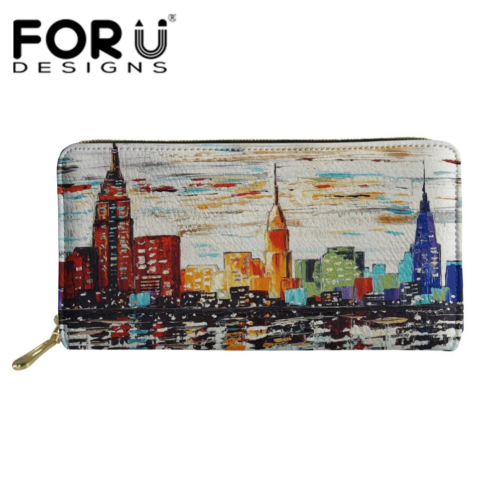 FORUDESIGNS/женские длинные кошельки с принтом масляной живописи женские модные