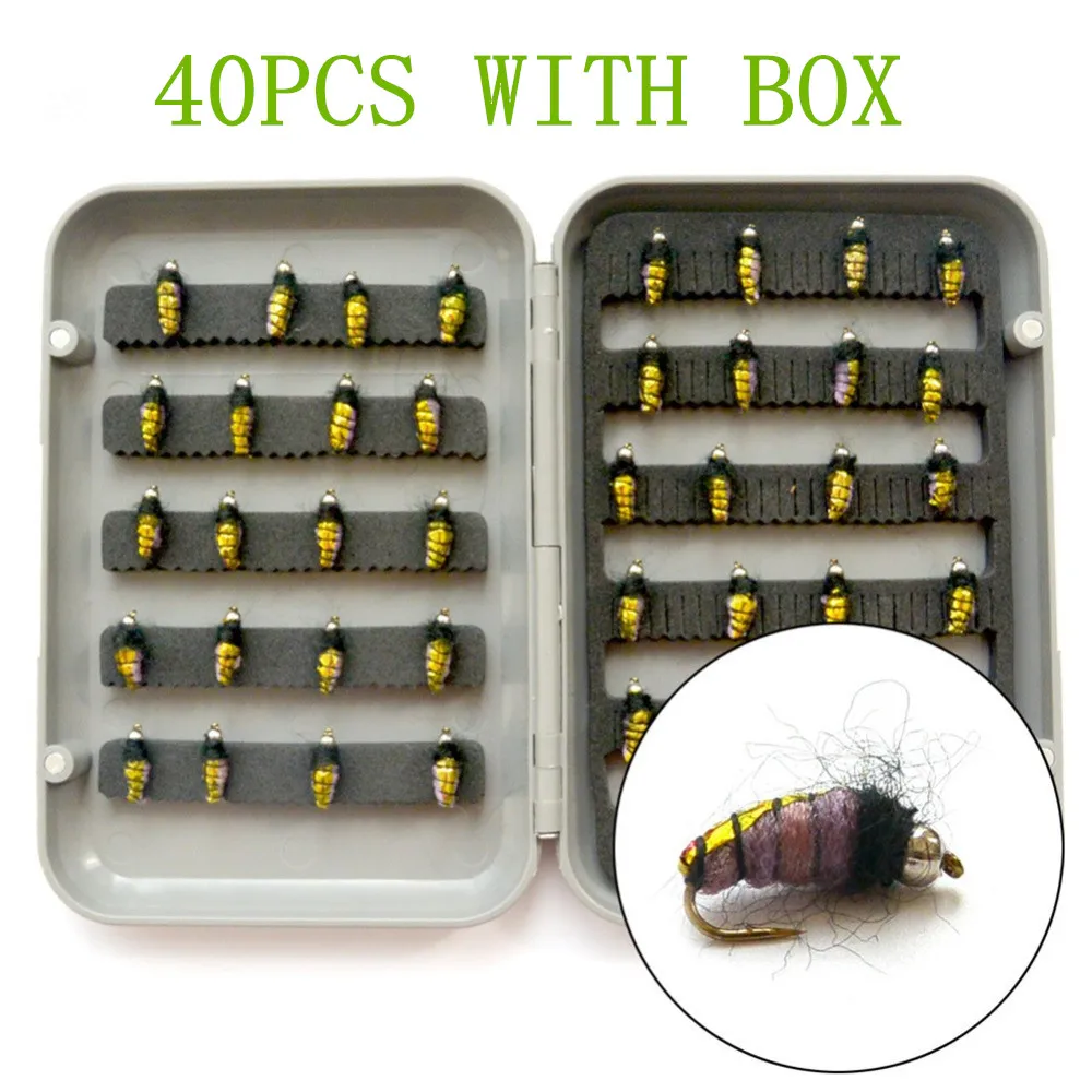 Лидер продаж 40 шт./лот Fly Рыбная ловля приманки набор Стиль насекомых