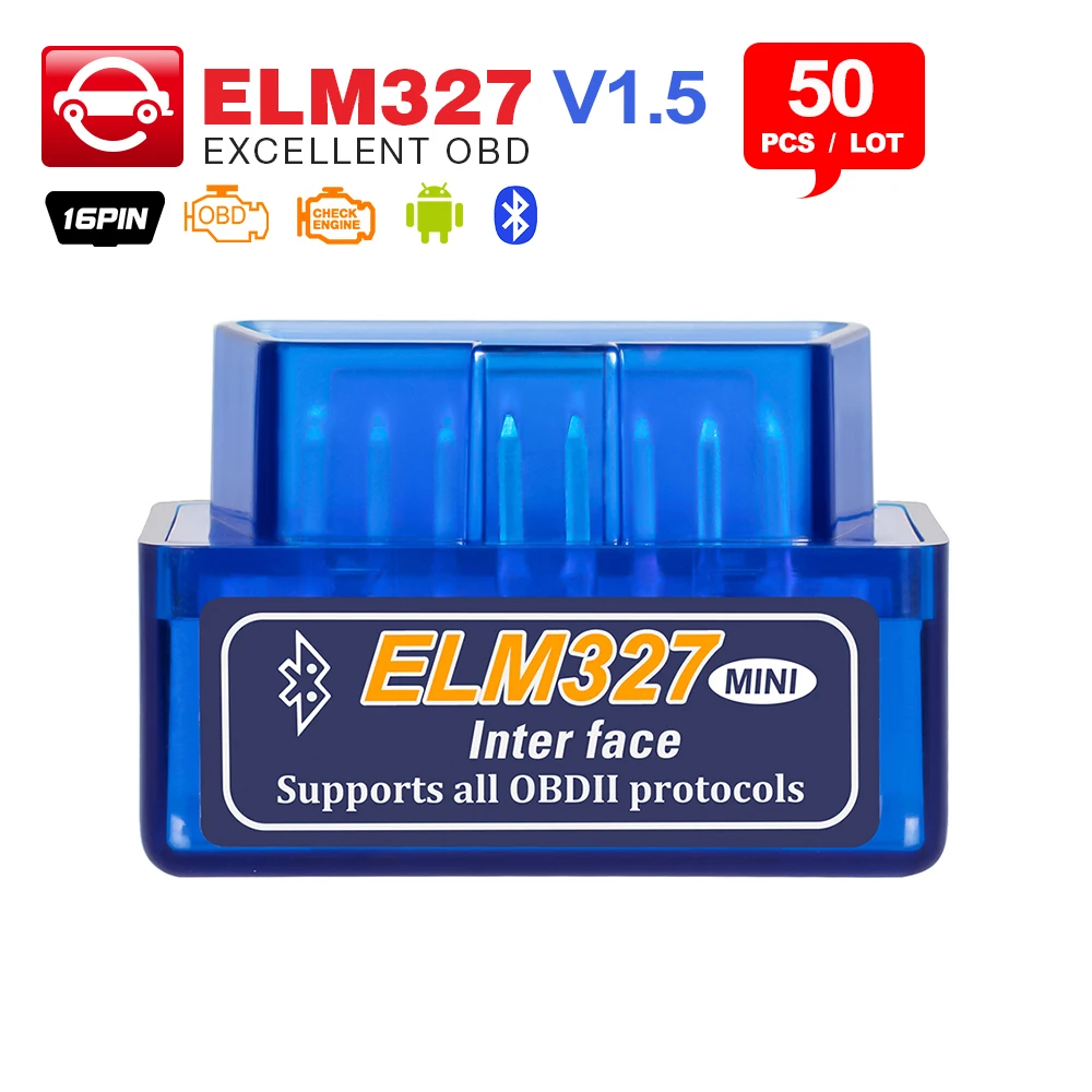 50 шт./лот Бесплатная доставка DHL ELM327 V 1 5 работает на Android Torque Elm 327 Bluetooth 2 0 интерфейс