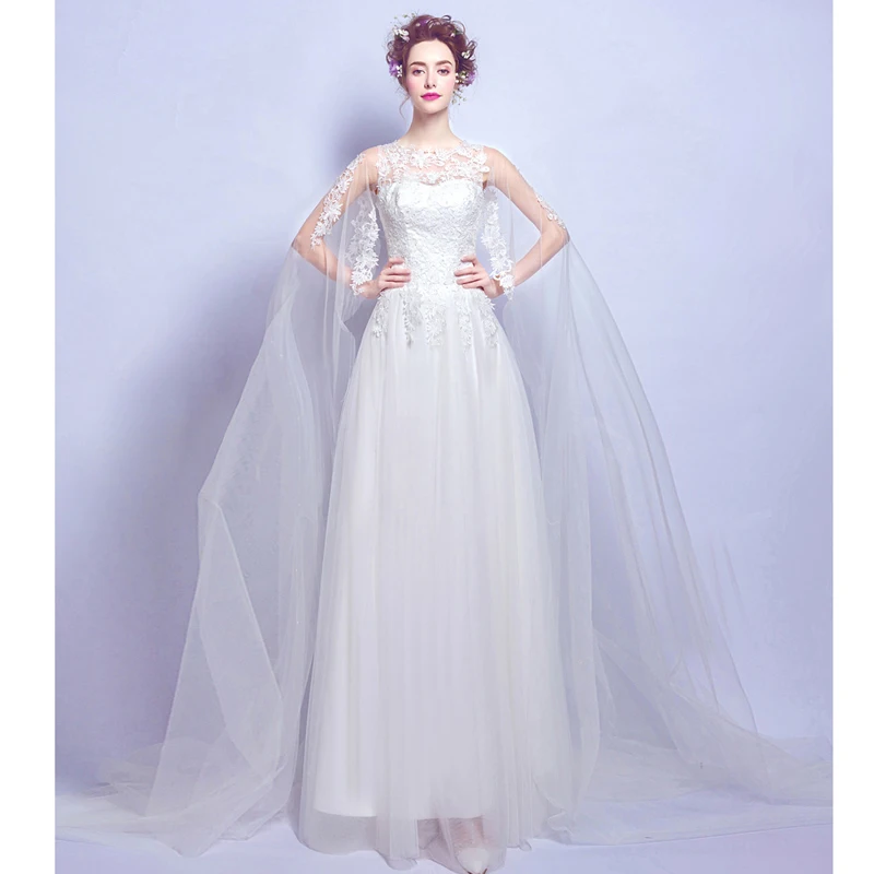 Vestido De Noiva простое свадебное платье с длинными рукавами 2019 трапециевидная