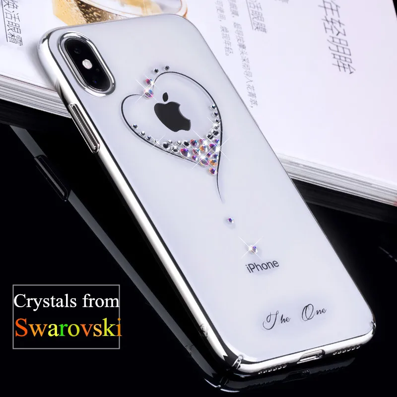 KINGXBAR для iPhone X чехол Swarovski элемент с кристаллами и бриллиантами жесткий Кристалл