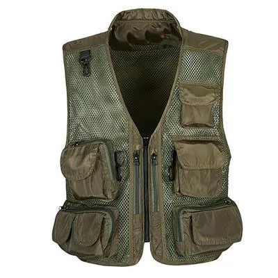 

new Breathable MENS Mesh Multifunctional Quick Dry Vest Mens Summer Multi Pocket Casual Zipper men fashion size M L XL 2XL 3XL