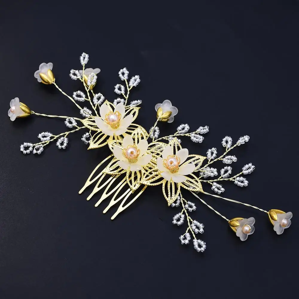 1 компл. Заколки для волос в стиле барокко с жемчугом и золотым цветком заколки