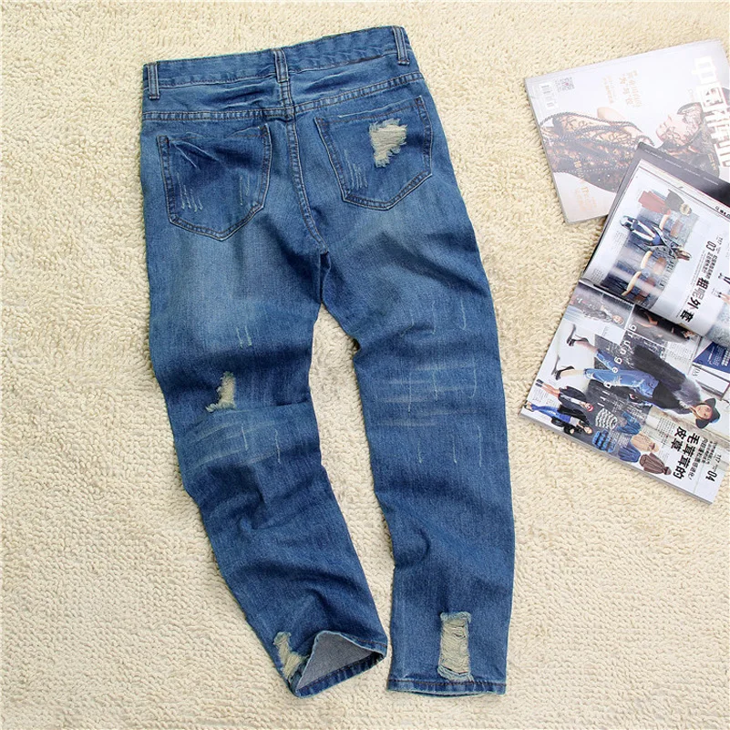 Женские рваные джинсы Sokotoo Модные свободные бойфренды с дырками|boyfriend jeans|boyfriend jeans