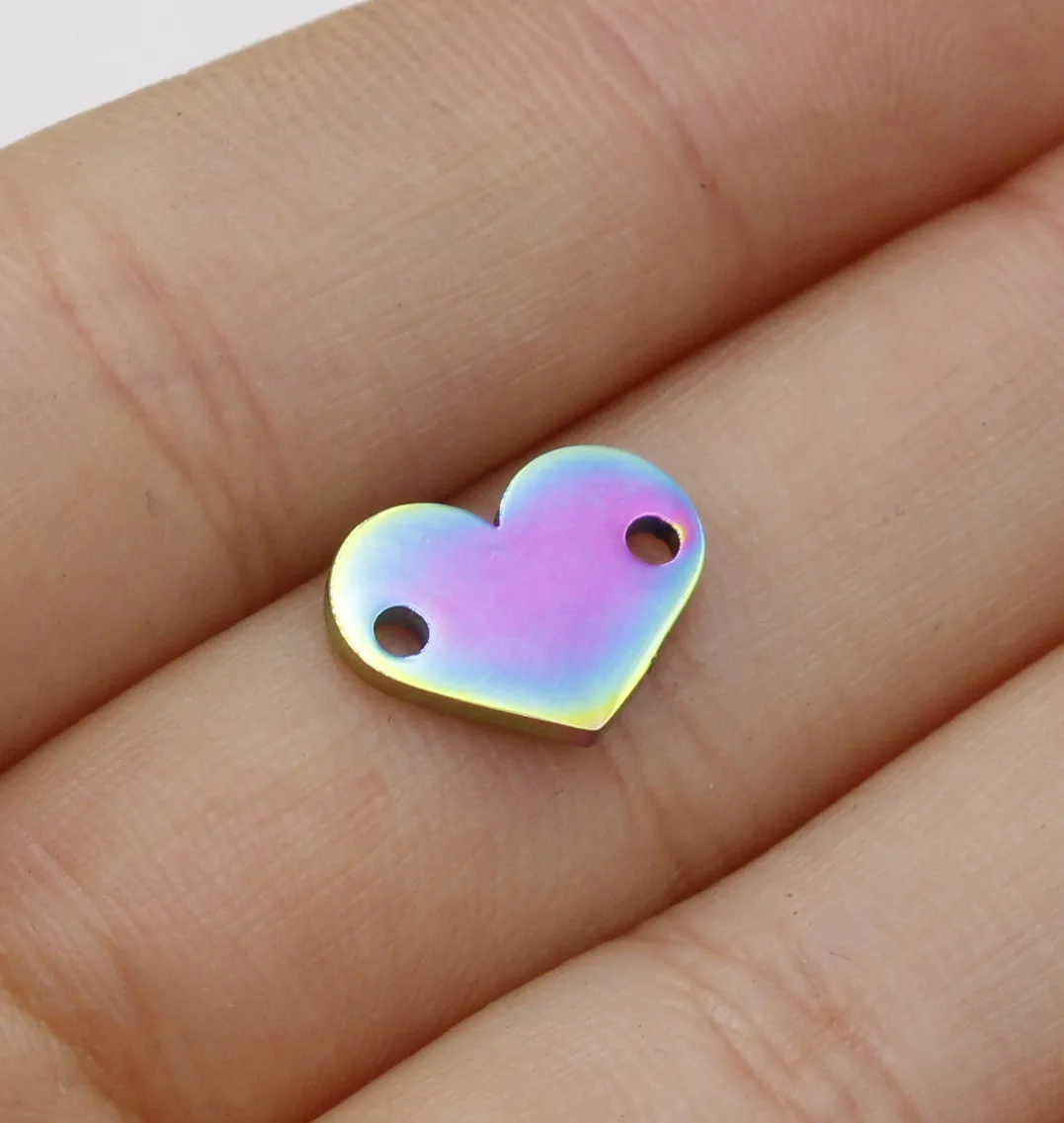 2Pcs color style 2 шт./лот из нержавеющей стали Любовь Сердце Подвески DIY зеркальная полировка браслет Подвеска мини Шарм соединитель для производства ювелирных изделий результаты - Цвет: 2Pcs color style
