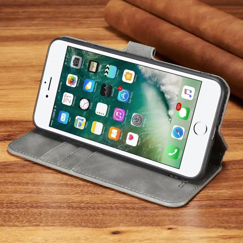 Роскошный винтажный кожаный чехол-книжка с отделением для карт iphone 6S 7 8 Plus XS Max XR |