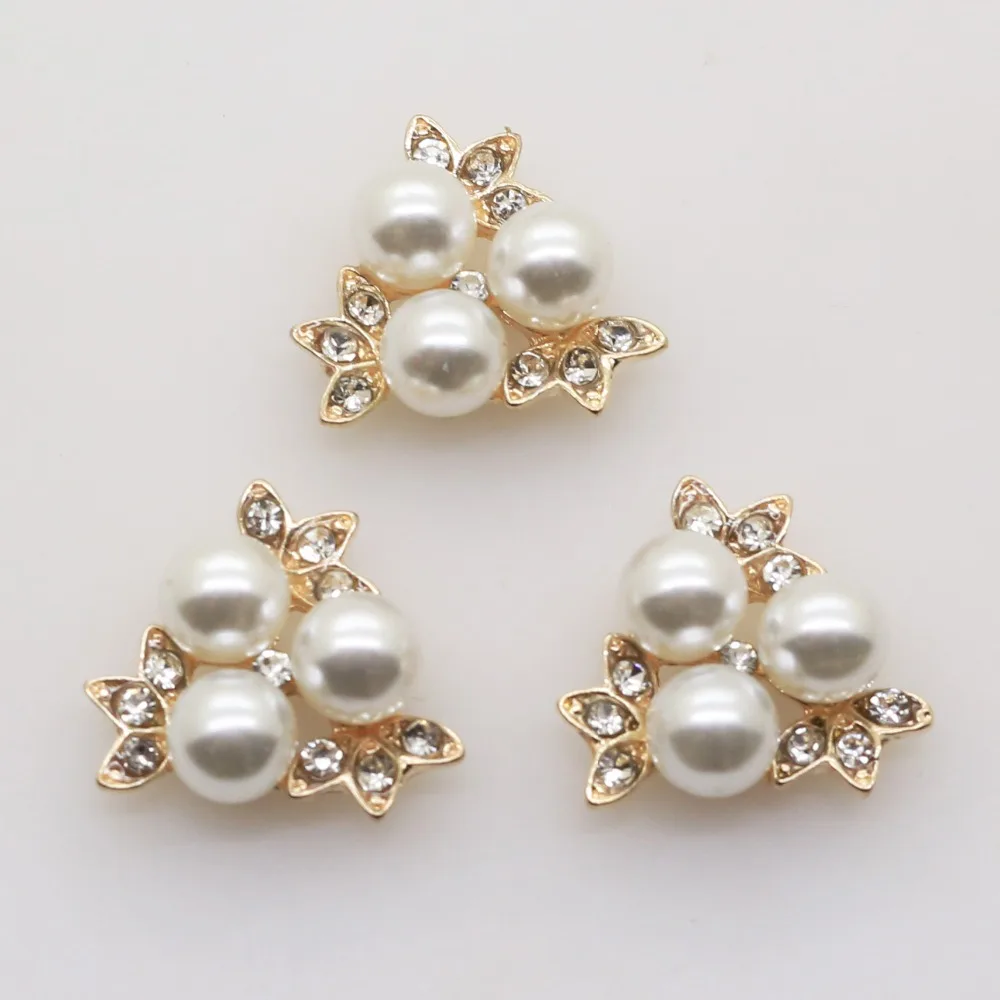 LkeRan 10 шт. 20 мм Металлическая пуговица со стразами жемчугом головастой формы