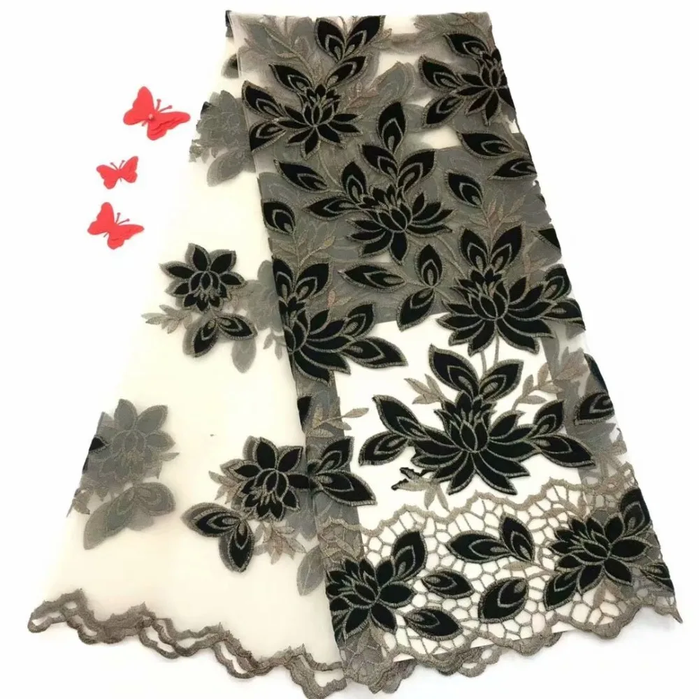 5 ярдов новый стиль 3D цветок африканский тюль сетки кружево ткань мода в