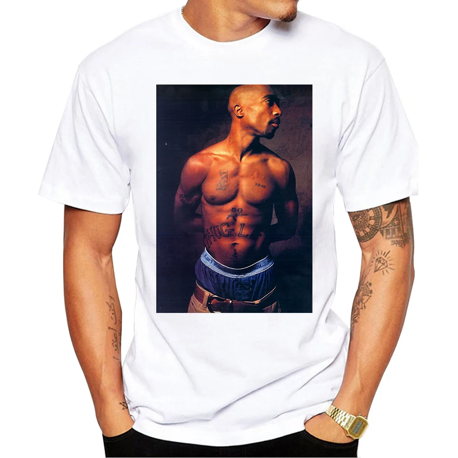 Футболка Tupac мужская с принтом тенниска в стиле хип хоп повседневная крутая майка
