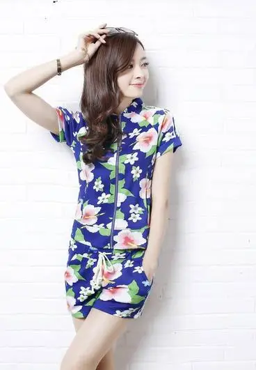 2014 summer new sport suit women's leisure short sleeve shorts sportswear star with money | Женская одежда