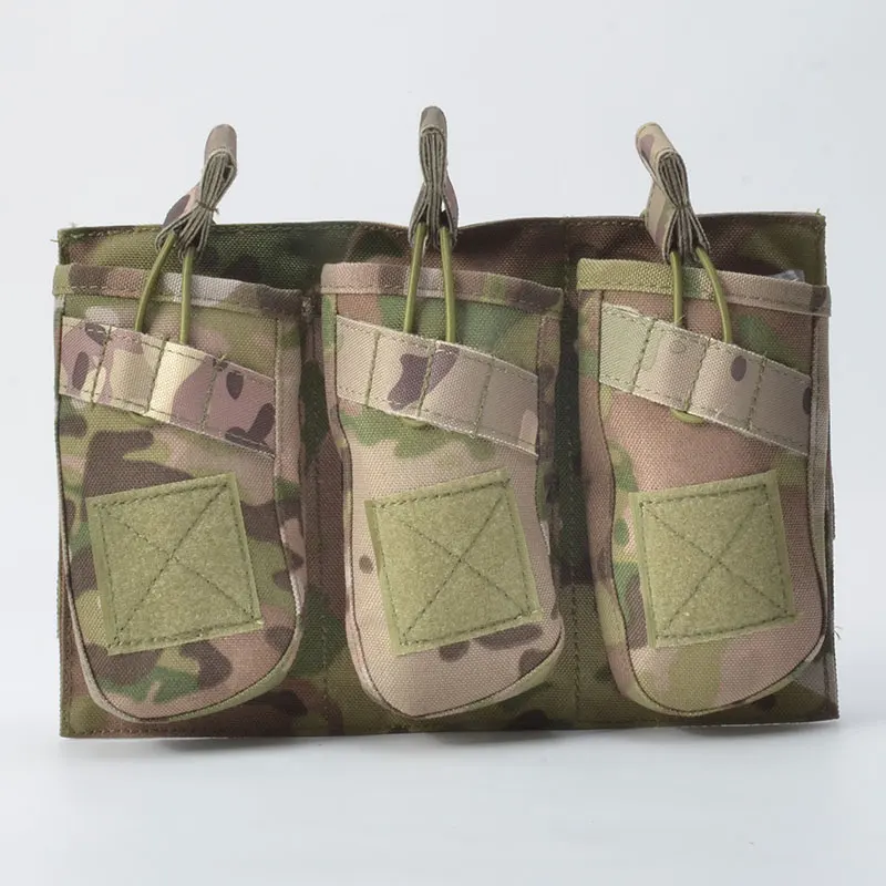 Tactifans Молл АК M4 подсумок Sinagle/двойное/тройной мешочек для лямки Системы Quick Release эластичный Топ открытым камуфляж - Цвет: Triple CP