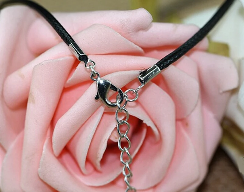 10/50pcs/lot Wholesale Black Leather Wax Rope Cord Necklace Chain DIY String Strap Rope Lobster Clasp Leather Jewelry Chain images - 6