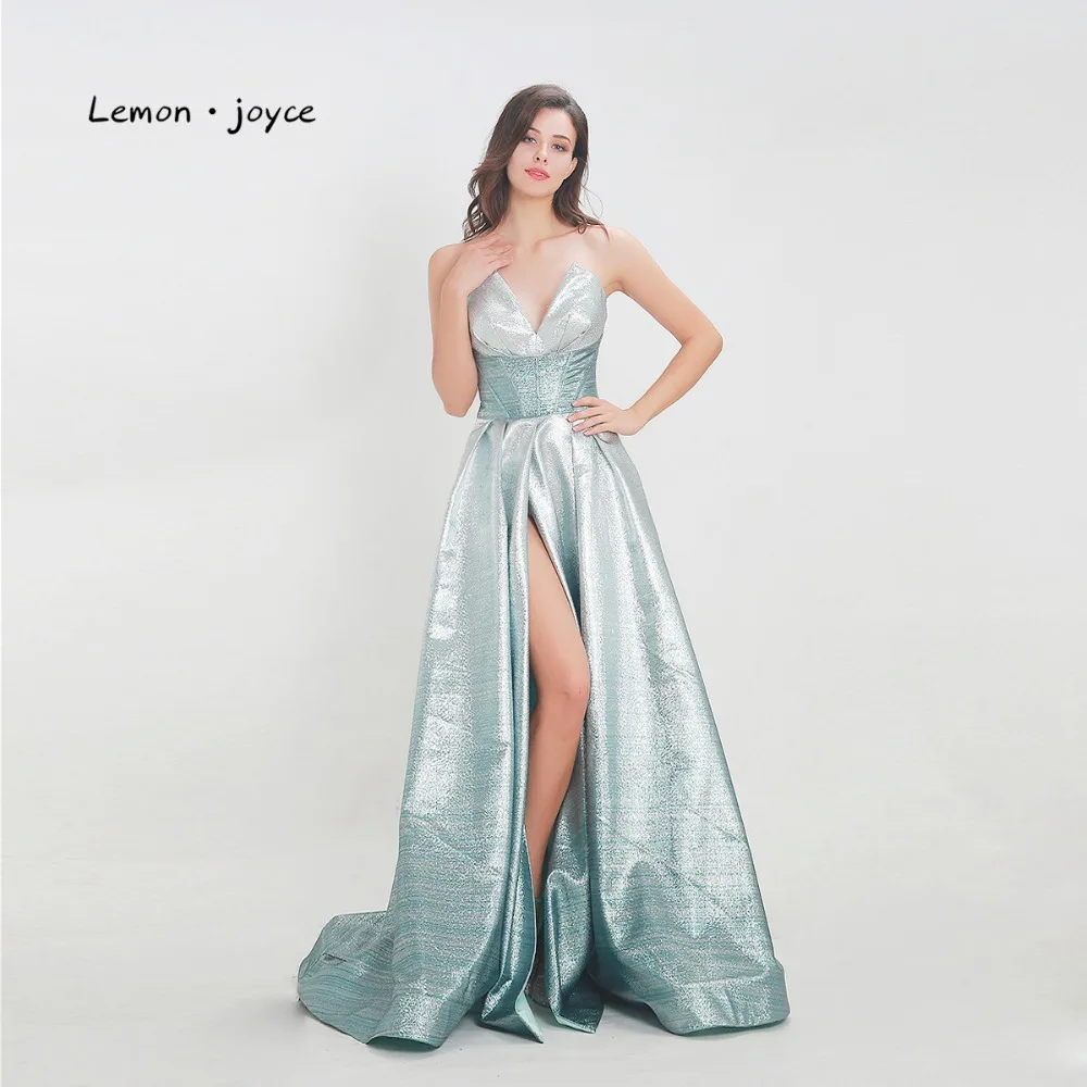 Женское длинное вечернее платье Lemon joyce блестящее с высоким разрезом для