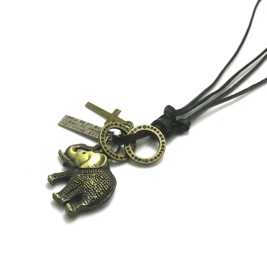 Ожерелье унисекс из натуральной кожи с подвеской в виде слона|pendant elephant|pendant