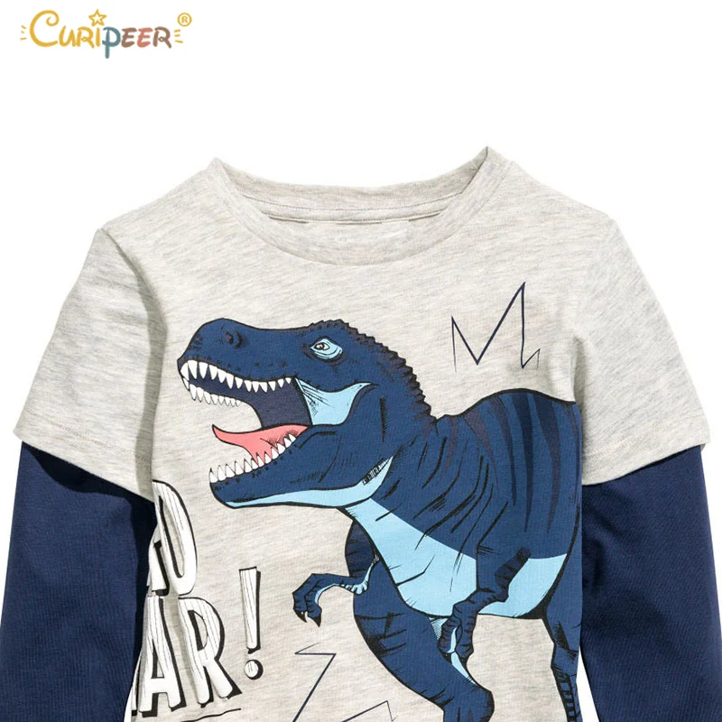Baby Boys T-Shirt Children Clothing 2019 Dinosaur Clothes Long and Short Sleeve Tops Kids T-shirts for Boy Sweatshirt | Детская одежда