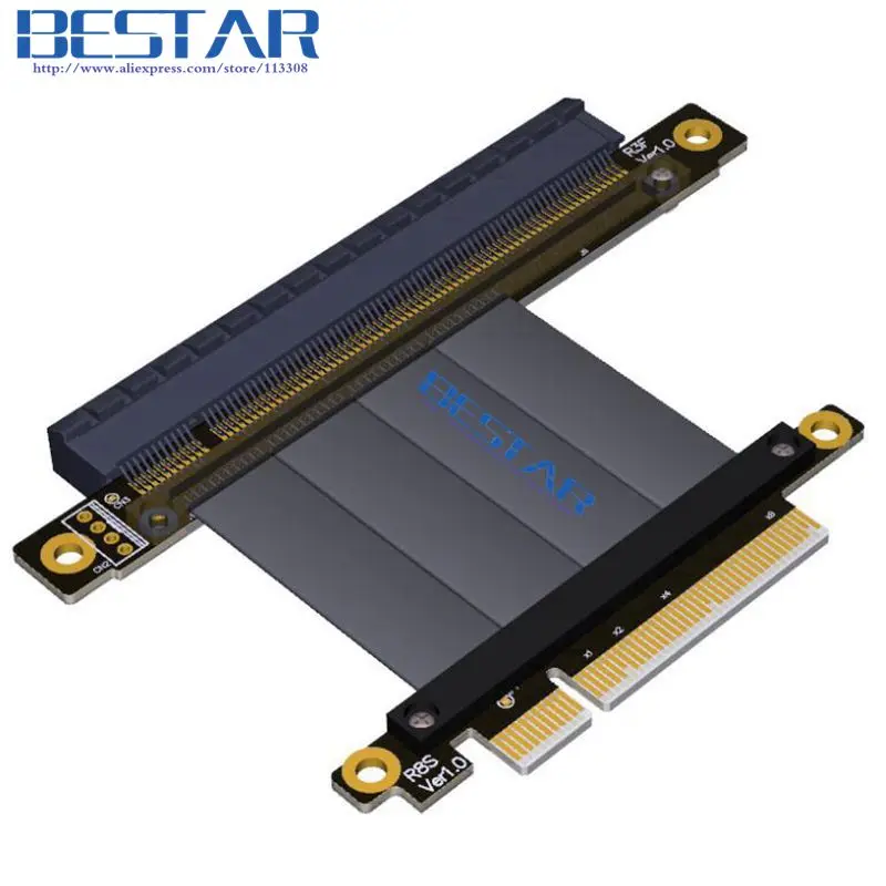 Переходник Gen3.0 PCIe 8x к PCI e 16x удлинитель на колено правый и левый угол 64 ГБ/bps E X8 X16