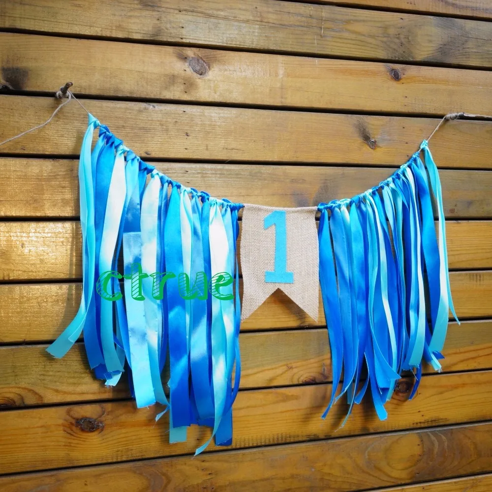 Для детского дня рождения 1st джутовая флажок из мешковины Декор-баннер детская