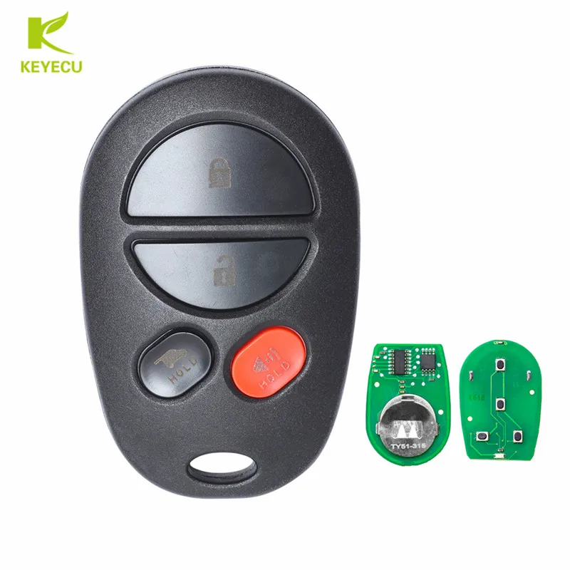 Новый 4-кнопочный телефон KEYECU с подъемным воротом для Toyota Sienna 2004-2013 FCC ID: GQ43VT20T |