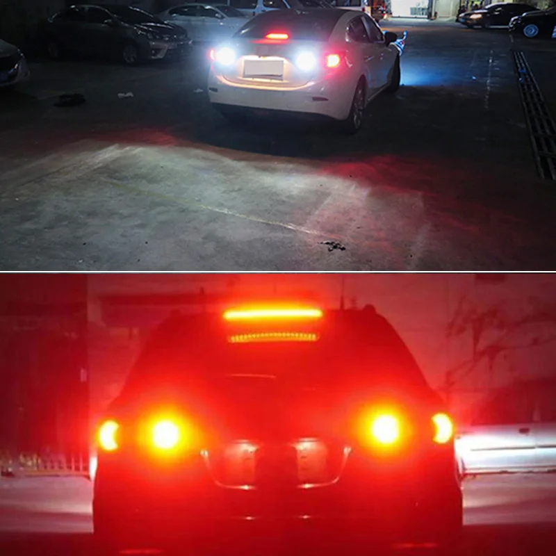 2x1156 светодиодный P21w 1157 лампы Ba15s лампа Bay15d светильник COB автомобильный s DRL 12V 6000K