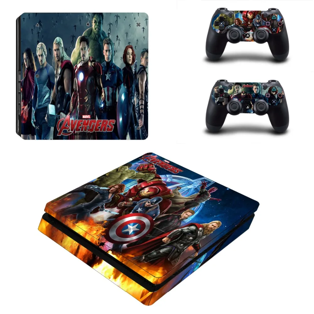 Marvel Мстители виниловая наклейка кожи Наклейки для PS4 Slim playstaion 2 Пульты ДУ для игровых приставок и консоли