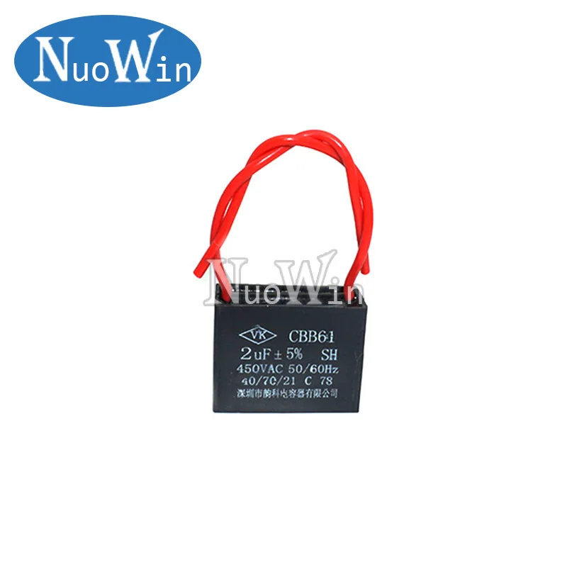 1pc CBB61 2UF starting capacitance AC Fan Capacitor 450V CBB Motor Run Capacitor