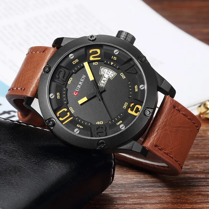 

CURREN Mens Watches Top Brand Luxury Famous Men Wrist Watch Man Uhr Black Sports Army Military Quartz Watch Erkek Kol Saati 8251