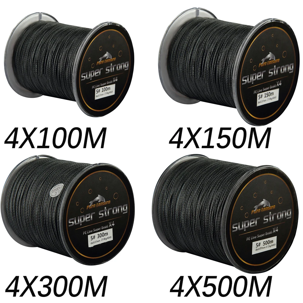 PureLeisure 4 нити 100 м 150 300 500 PE черная плетеная леска морская соленая вода карп