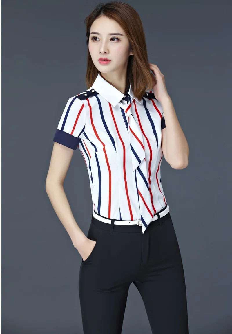2017 Summer Fashion Striped Formal OL Styles With Tops And Pants For Ladies Work Wear Female Trousers Sets Suits | Женская одежда