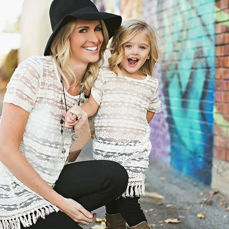 Новинка 2017 года одежда для родителей и ребенка кружевное платье девочек 2