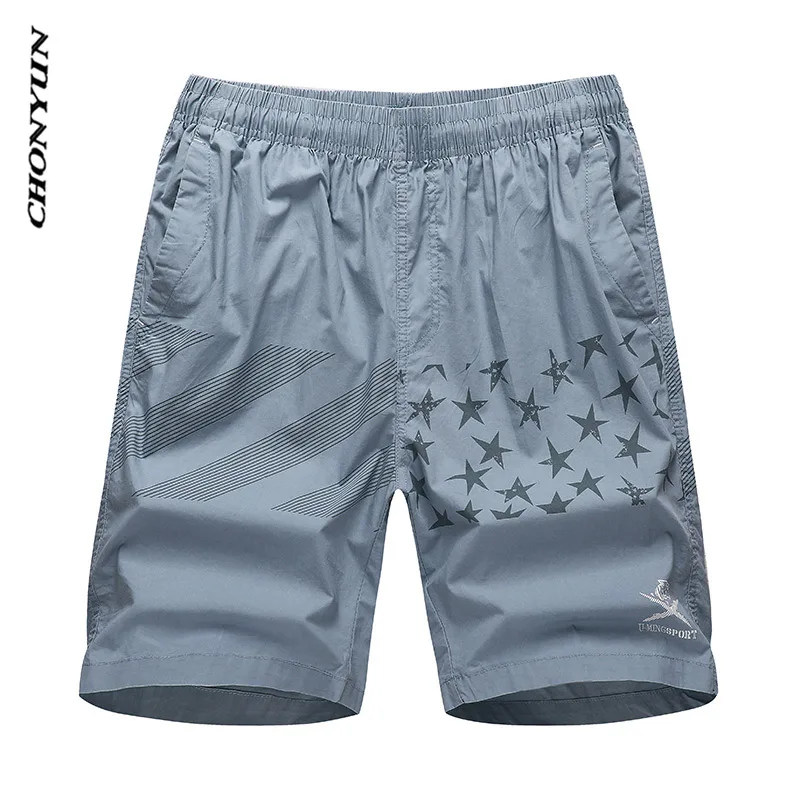 Men Cotton Running Shorts Elastic Pocket Breathable Sportswear Summer Casual Striped Short Trousers Plus Size Drop Shipping