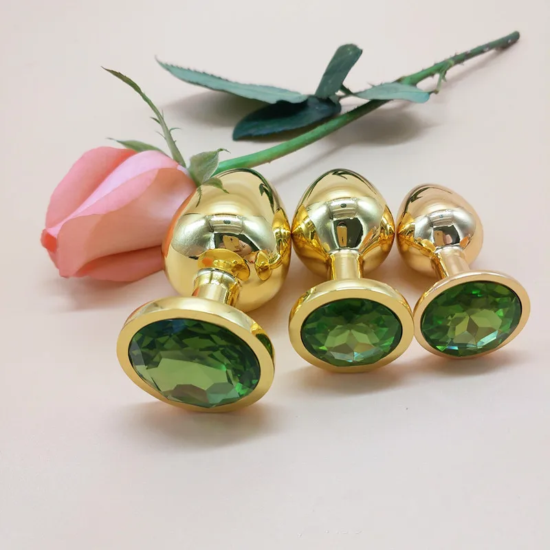 Large medium and small 3pcs/set Gold Round Anal Massage Plug High Quality Metal Color Sequins Sex Toys For Women Men. | Красота и