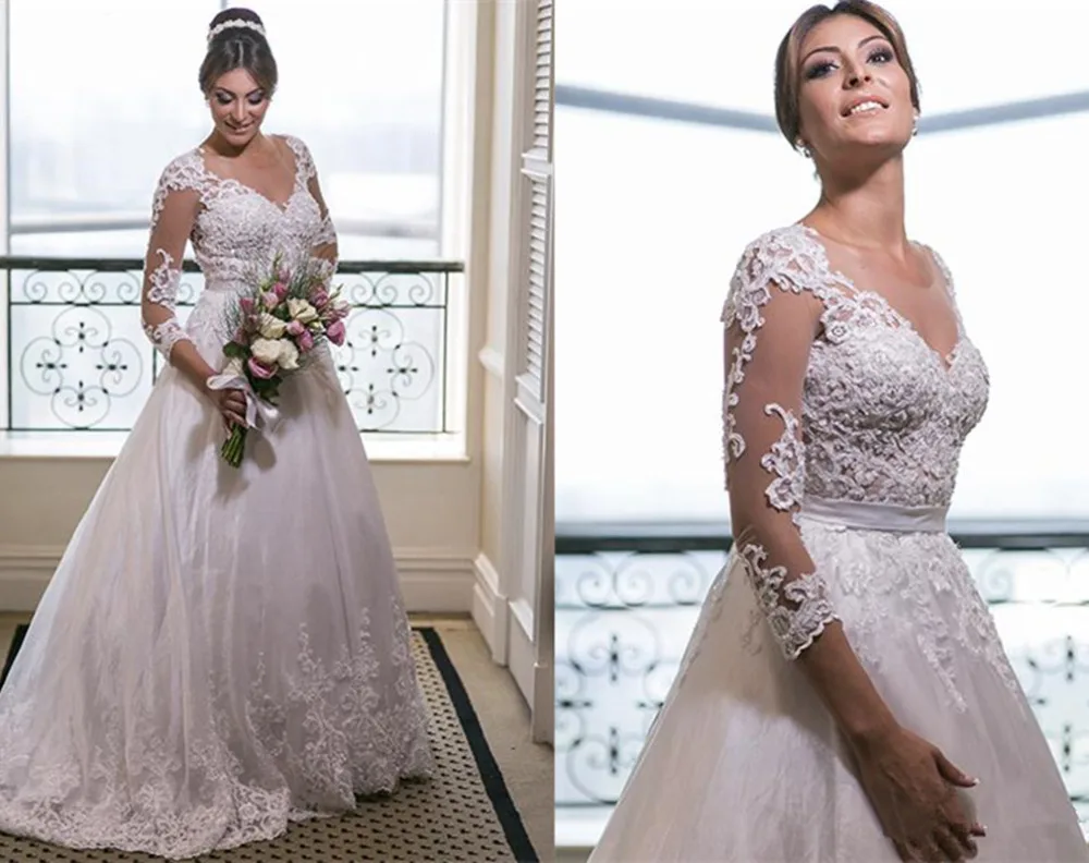 Винтажное свадебное платье с кружевной аппликацией robe de mariee простое