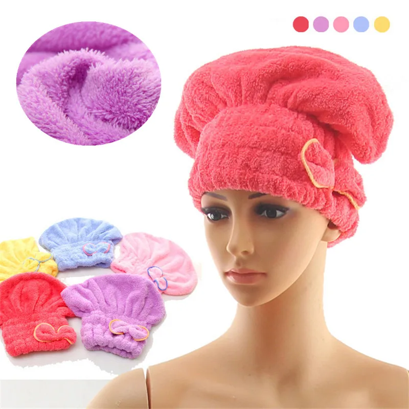 Милое женское полотенце для волос из микрофибры однотонная быстросохнущая