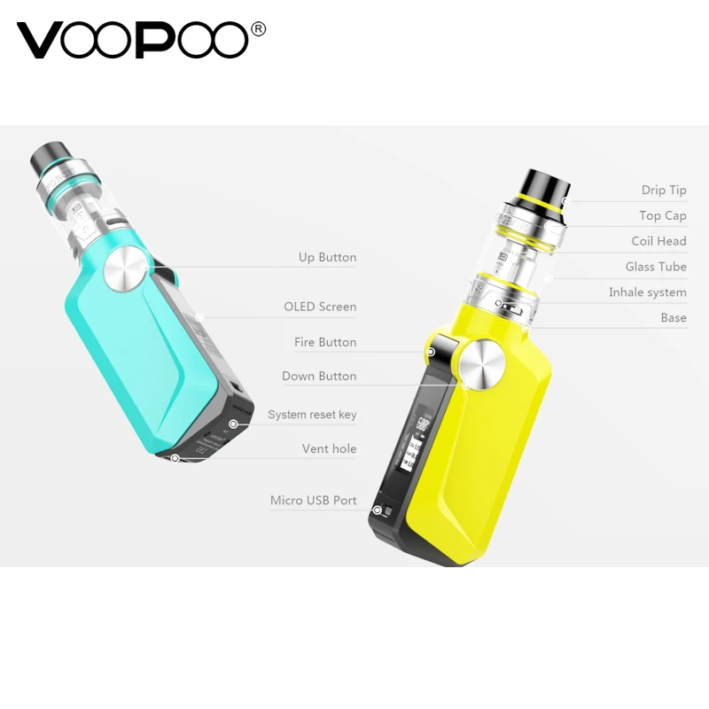 Оригинальная электронная сигарета Voopoo MOJO 88 Вт TC Kit 2600 мАч батарейный блок мод Vape с
