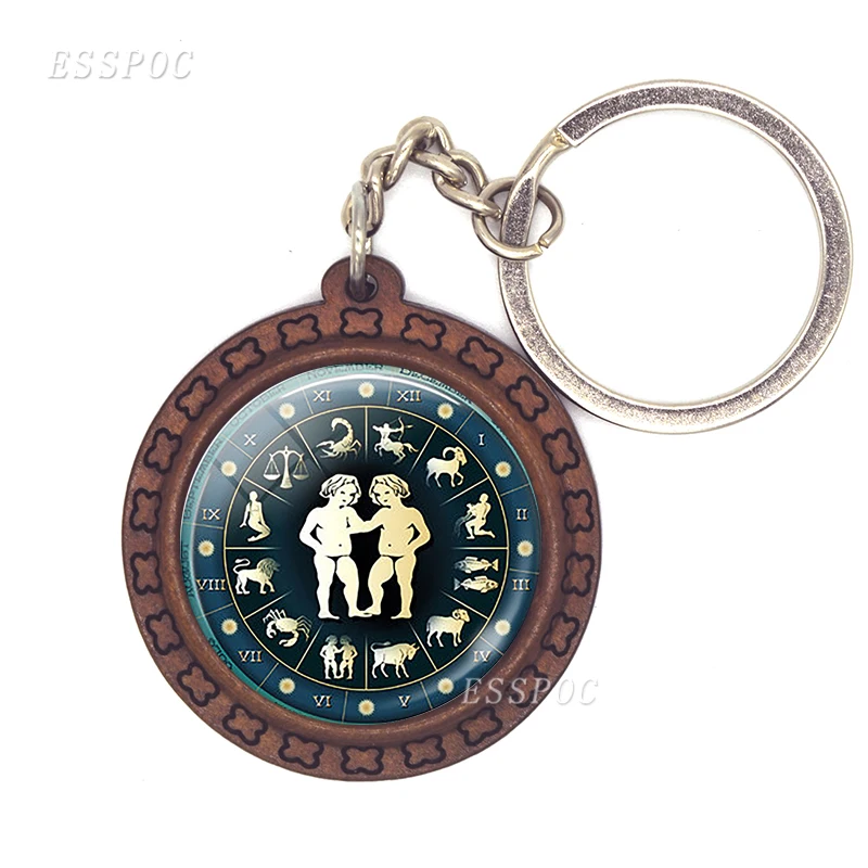 Dome Bronze Steampunk Zodiac Taurus Pattern Wooden Keychains Made of Natural Cinnamon Tree | Украшения и аксессуары